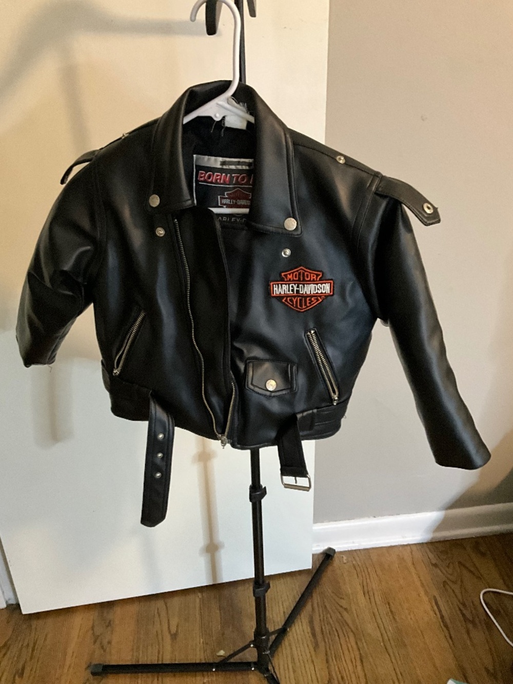 VTG Harley-Davidson Kids Size 6 Faux Leather Jacket As-Is Flawed Born To‎ Ride